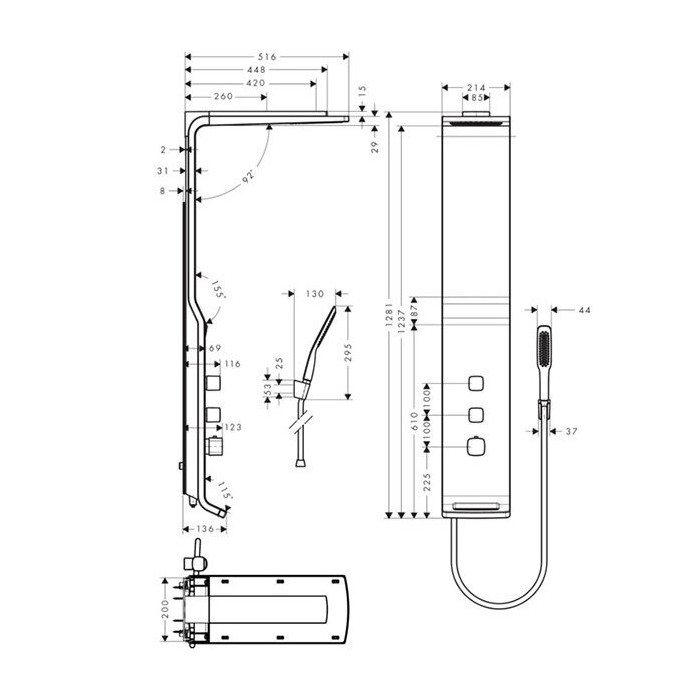 Hydromassage Wall HANSGROHE Raindance Lift Satin/Chrome, 27008000