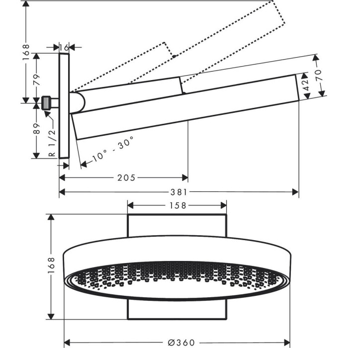 Душевая лейка HANSGROHE Rainfinity 1 jet, 26230670