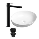 Built-in washbasin AR433 with black faucet Daphne is bottom valve