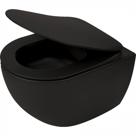 Suspended toilet DEANTE Peonia Rimless with Slim Slow close lid, black-matte