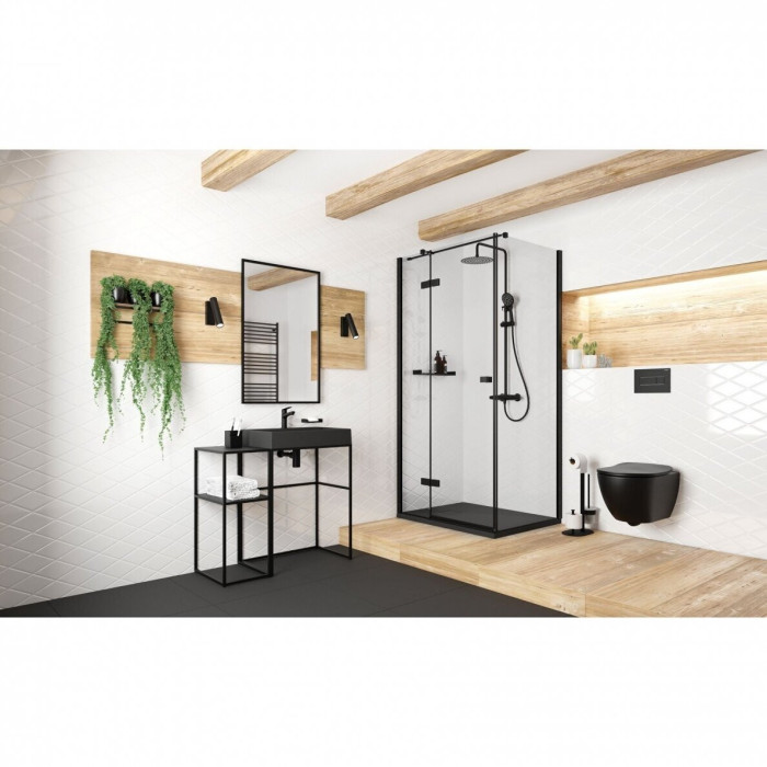 Suspended toilet DEANTE Peonia Rimless with Slim Slow close lid, black-matte
