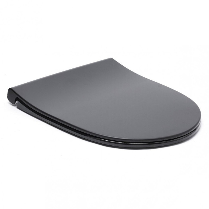 Подвесной унитаз SAT Rimless с крышкой Slim Slow close, черный-матовый