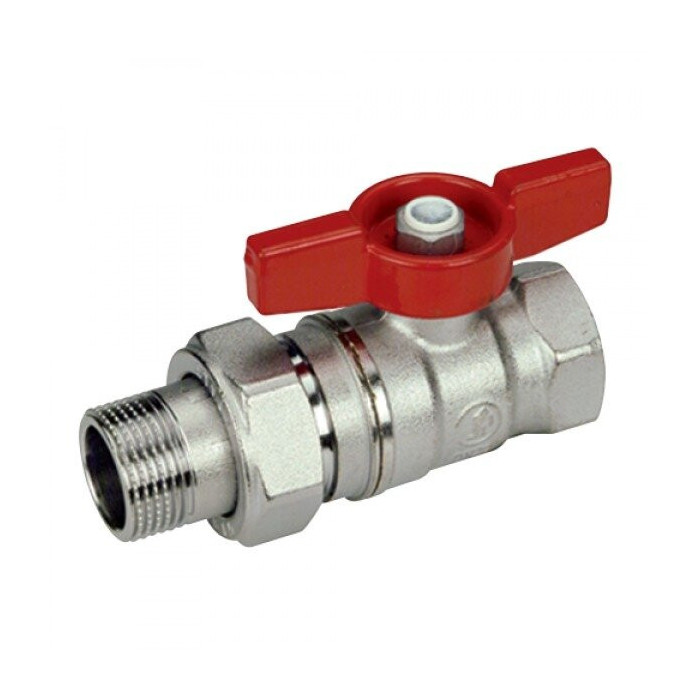 Ball valve straight with disassemblable nut GIACOMINI 3/4"v/outside, short handle