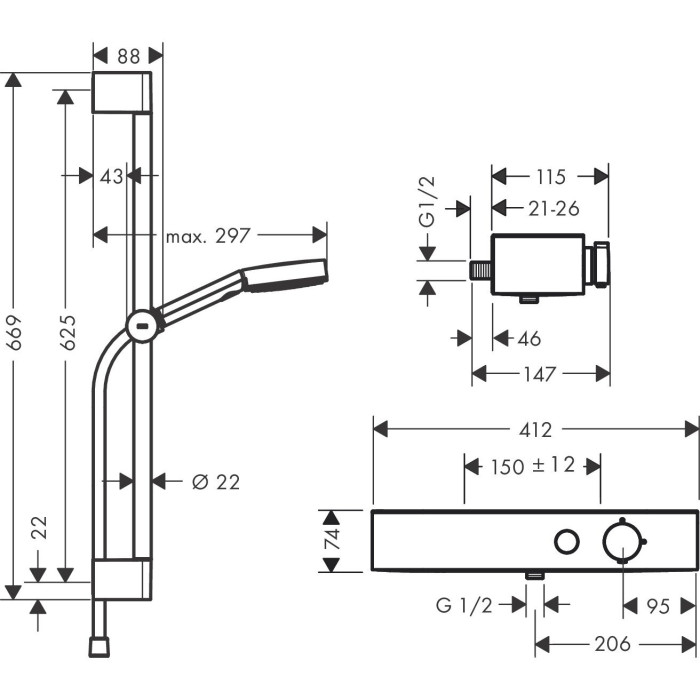 Termostaatdušiga kraan HANSGROHE ShowerTablet Select, 24260000