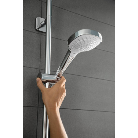 Душевая лейка HANSGROHE Crome Select E 110 3 форсунки Ecosmart, Белый / Хром, 26810400