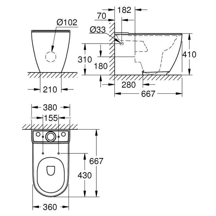 Built-in toilet GROHE Essence Floor with lid