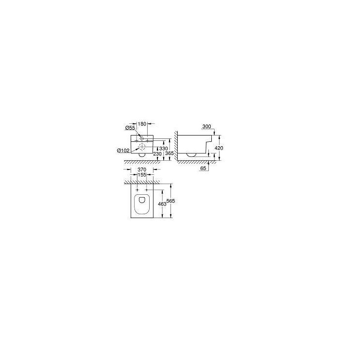 Suspended unit GROHE Cube Ceramic Rimless with seat and lid