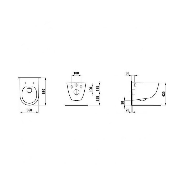 Suspended toilet LAUFEN Pro Rimless with thick Slowclose lid