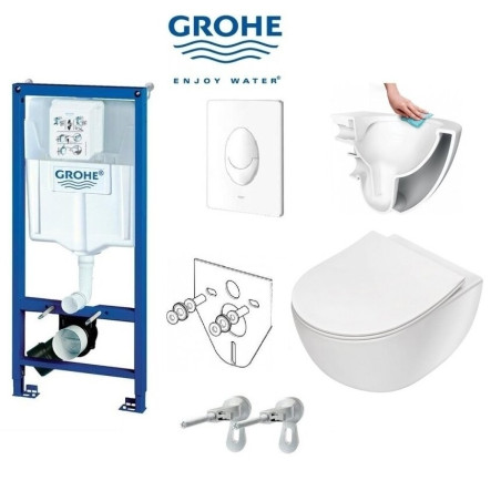 Eelseinaga RAAM GROHE Rapid SL valge nupuga tualettidest DEANTE Peonia Rimless