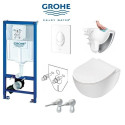 Pre-walled FRAME GROHE Rapid SL with white button from toilets DEANTE Peonia Rimless