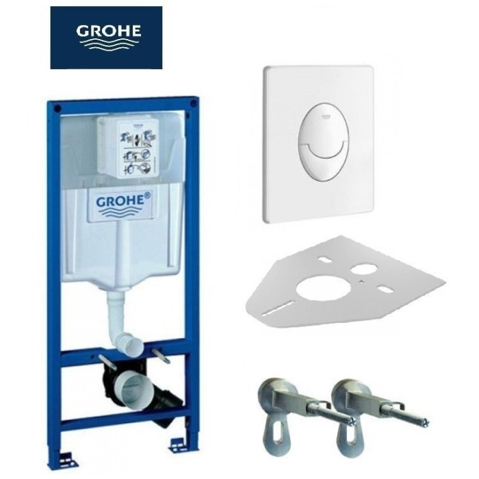 Eelseinaga RAAM GROHE Rapid SL valge nupuga tualettidest DEANTE Peonia Rimless