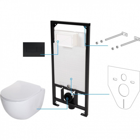 Priekšsienu DEANTE rāmis ar melni matētu pogu no flīžu DEANTE Peonia Rimless