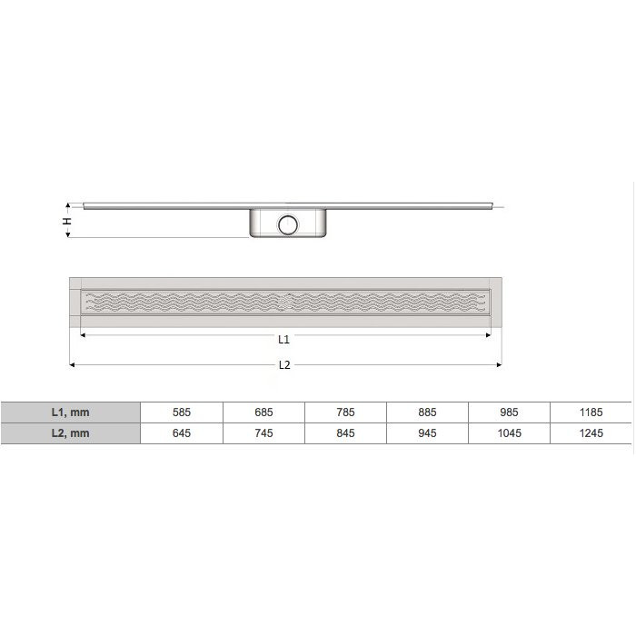 Dušas tekņu komplekts ACO ShowerDrain C ar horizontālu atloku, ar ielīmēšanas flīzēm Tile 3 in 1, (dažāda garuma izvēle)