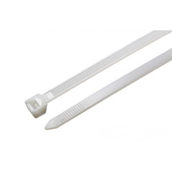 Plastmasas rāvējslēdzēja siksniņas 3.6 x 200 mm baltas, (100 gab)