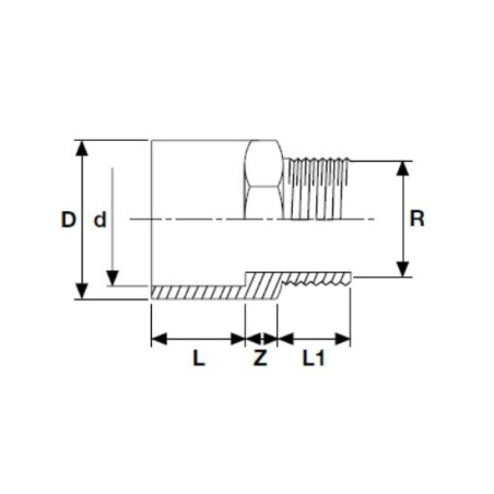 Jungtis PVC-U PİMTAŞ 50 (63) x 1 1/2"" išorė (PN16)