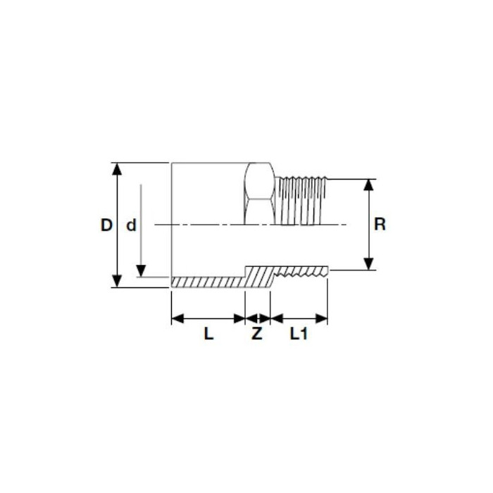Pvc-U PİMTAŞ 63 (75) x 2"" ārējais savienojums (PN16)