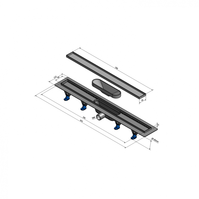 Shower Gutter POLYSAN Tiles with Pasted Tile