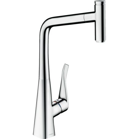 Köök (valamud) kraan sissetõmmatava nokaga HANSGROHE Metris Select 320, kroomitud suled, 73803000