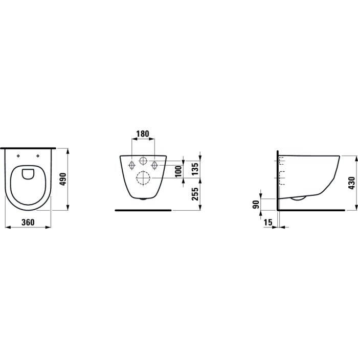 Suspended toilet LAUFEN Pro Compact Rimless with SLIM Slowclose cover