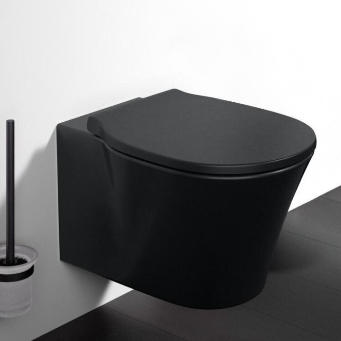 Suspended toilet with slow close cover IDEAL STANDARD Connect Air, black-matte