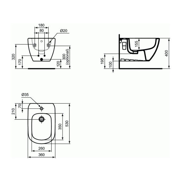 Подвесное биде IDEAL STANDARD Tesi