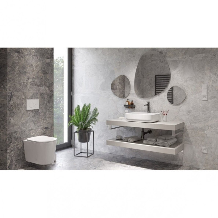 Apakšsienas GROHE Rapid SL rāmju komplekti 4 pret 1 ar baltās pogas tualeti SAT Infinitio Compact Rimless