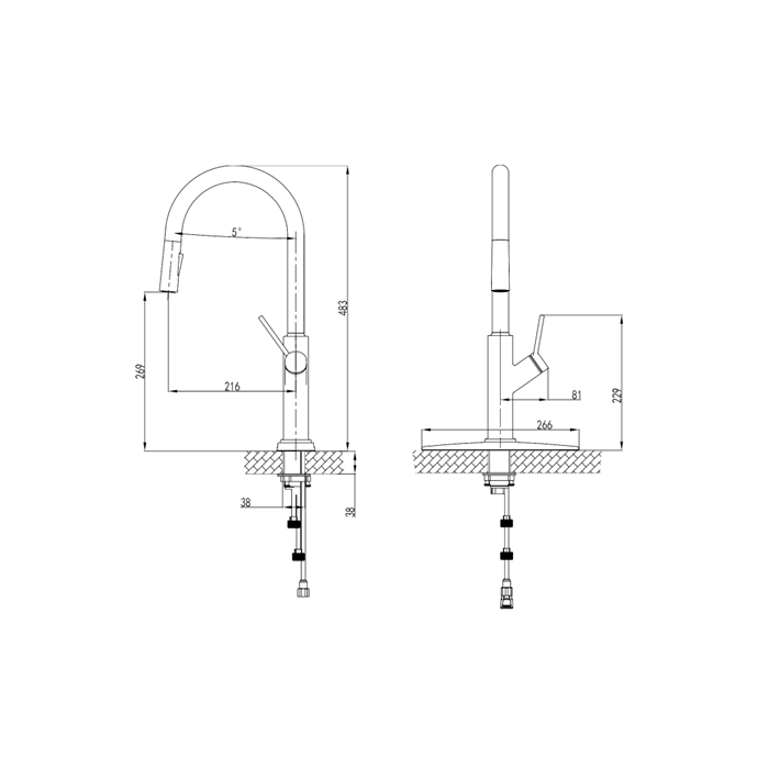 Кухонная плита FUSOR с выдвижным душем, SM1225CR