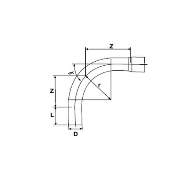 Elkoņa garums PVC-U PİMTAŞ 110 x 90° (PN10)