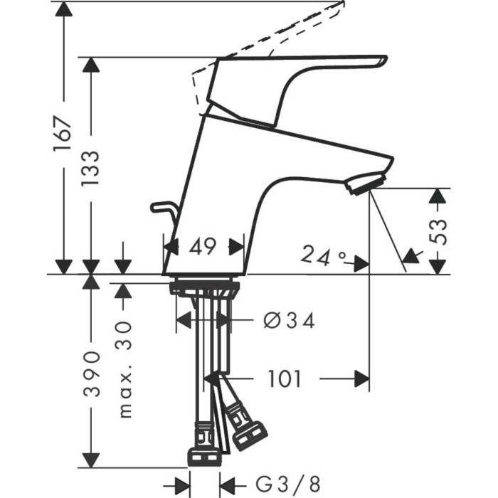 Izlietnes jaucējkrāns HANSGROHE Focus 100, 31607000