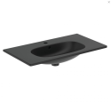 The washbasin is mounted on the cabinet IDEAL STANDARD Tesi, black matte 83 cm, T3509V3