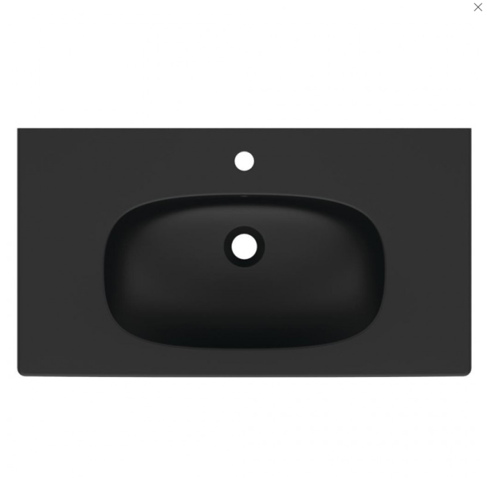 The washbasin is mounted on the cabinet IDEAL STANDARD Tesi, black matte 83 cm, T3509V3
