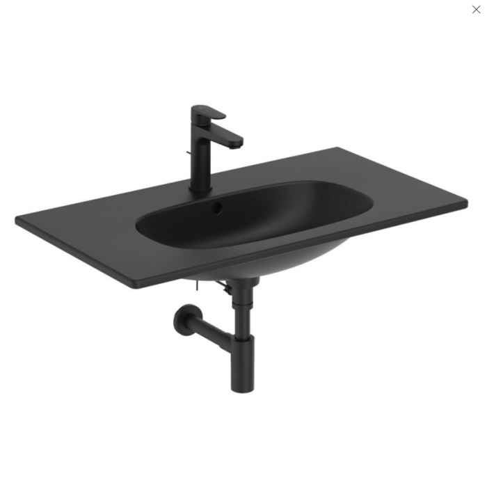 Valamu on paigaldatud kapile IDEAL STANDARD Tesi, must matt 83 cm, T3509V3