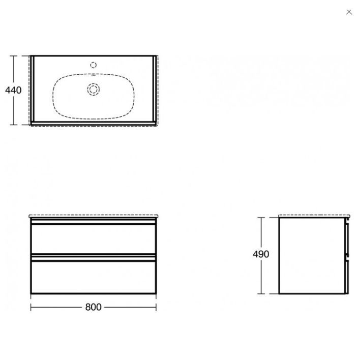 Piekarams vannas istabas skapis IDEAL STANDARD Tesi, melns matēts 80 cm, T0051ZT