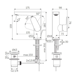 High washbasin faucet IDEAL STANDARD Cerafine O, black - hair, BC703XG