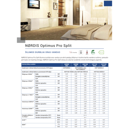 Õhksoojuspump - vesi NØRDIS Optimus Pro (mõru vee integreeritud võimsusega 240 l) 16 kW -25, kolmefaasiline