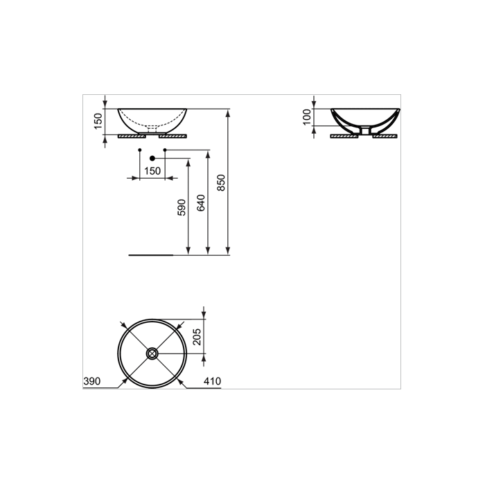 Izlietnes trauks IDEAL STANDARD Strada O 41 x 41 cm, melns - matains