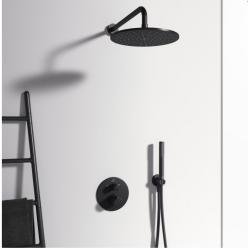 Pre-wall thermostatic shower system IDEAL STANDARD Ceratherm 100, with 300 mm caseus head, black matte, A7573XG