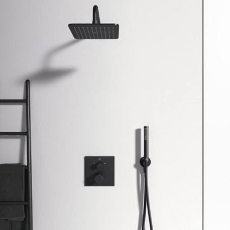 Pirmssienas termostata dušas sistēma IDEAL STANDARD Ceratherm C100, ar 200 mm kazeja galvu, melni matētu, KCT20XG
