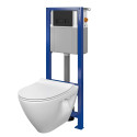 Seina sisse paigaldatav WC-raam CERSANIT 4 in 1, must-matt + peatatud WC CERSANIT Clean On SLIM Slowclose kattega