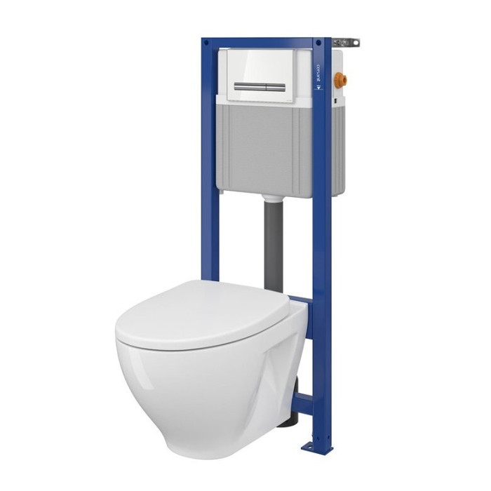 Tualetes rāmis pirms sienas CERSANIT 4 in 1, balts + piekārts tualete CERSANIT Clean On ar SLIM Slowclose vāku