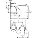 Pre-wall faucet for washbasin HANSGROHE Vivenis black-matte 19.2 cm, 75050670
