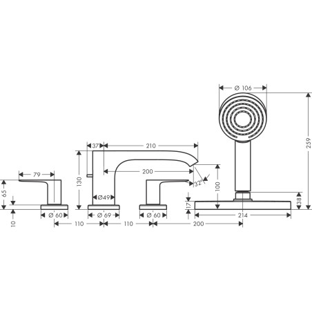 Vannitoasegisti HANSGROHE Vivenis valge-matt, 75444700
