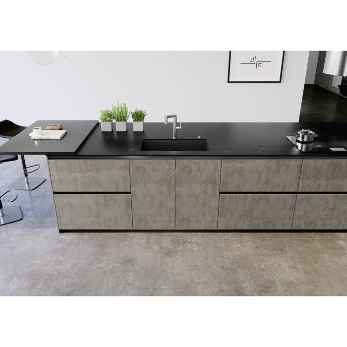 Мойка BLANCO ZEROX 700-U, темная сталь, темная сталь, без эксцентрикового клапана установлена под столешницей