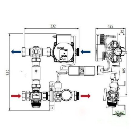 Grindinio šildymo pamaišymo mazgas KERMI x-Net, SFERSS00003