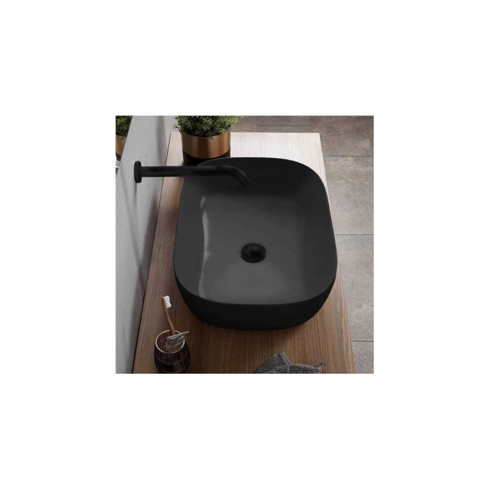 Izlietnes trauks SCARABEO Glam 560 x 390 mm, melnmatēts