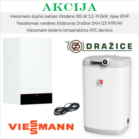 Viessmann akcijas 19 kW no DRAŽICE 125 l apkures iekārtu komplektiem