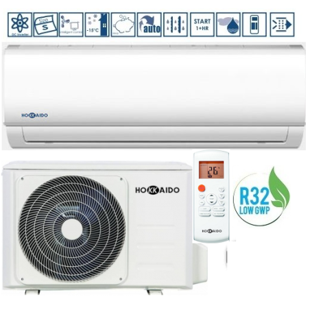 Gaisa kondicionētājs-shilumos sūknis HOKKAIDO MONOSPLIT R32 Dzesēšana 3.52 KW / Apkure 3.81 KW