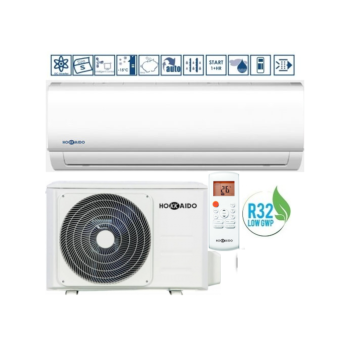 Oro kondicionierius-shilumos siurblys HOKKAIDO MONOSPLIT R32 Šaldymas 2.64 KW / Šildymas 2.93 kw