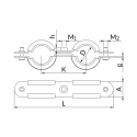 Metāla turētāja dubultā ar trokšņu slāpēšanas ieliktni NICZUK METALL 1/2"" (20-23 mm), M8