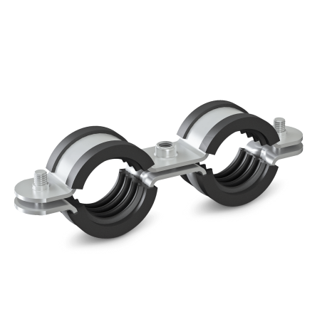 Metalinis laikiklis dvigubas su triukšmo slopinimo įdėklu NICZUK METALL 1"" (31-34 mm), M8